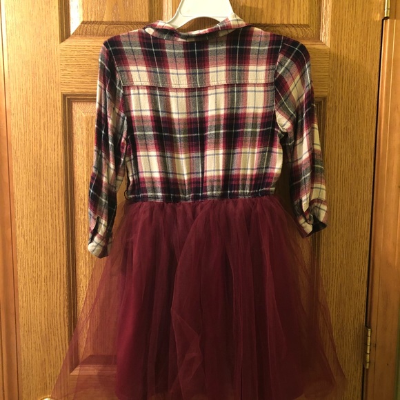 Adorable Girls size 10 Burgundy Plaid Tulle Dress - Picture 3 of 6